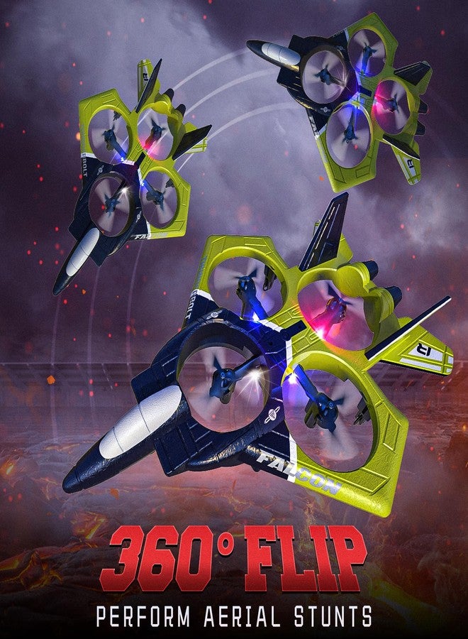 بيزغار طائرة بيزجار RC، طائرة تحكم عن بعد بتردد 2.4 جيجاهرتز بستة محاور جيروسكوب، طائرة تحكم عن بعد بالإيماءات، لعبة طائرة مقاتلة قلابة 360 درجة، ألعاب للأعمار من 8 إلى 13 عامًا مع أضواء ملاحة LED ملونة باللون الأخضر - Image 5